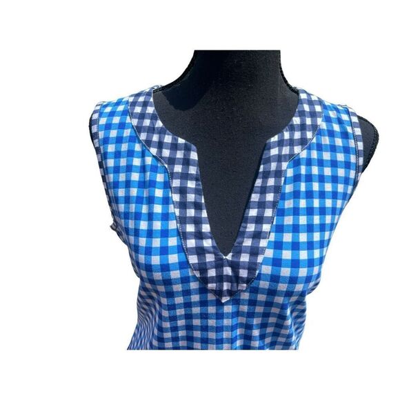 Draper James lands end Small sleeveless shift blue white gingham knee dress - Picture 3 of 7